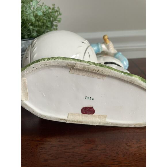 Vintage Lefton The Slugger Boy With Bat Ceramic Planter Baseball - Picture 6 of 6